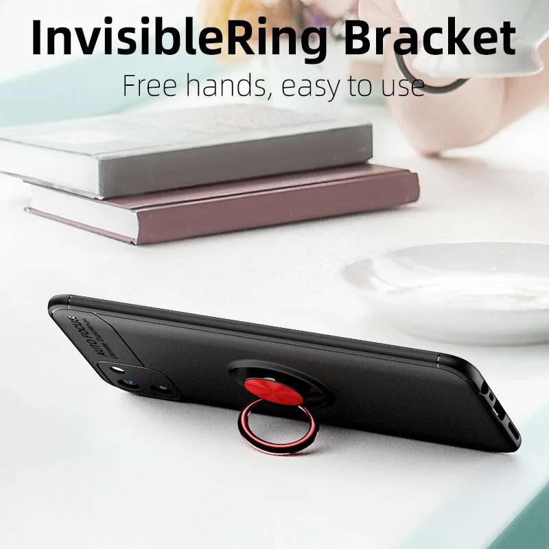 

Metal Ring Silicon Case For OPPO Realme 7i C17 Case Magnet Holder Funda SFor Realme 7 X7 Pro C11 C12 C15 C3 V3 Cover Realme7 i