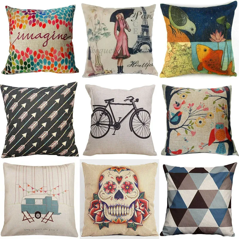 Хлопковый льняной чехол для подушки кровати поясной диванной с животным