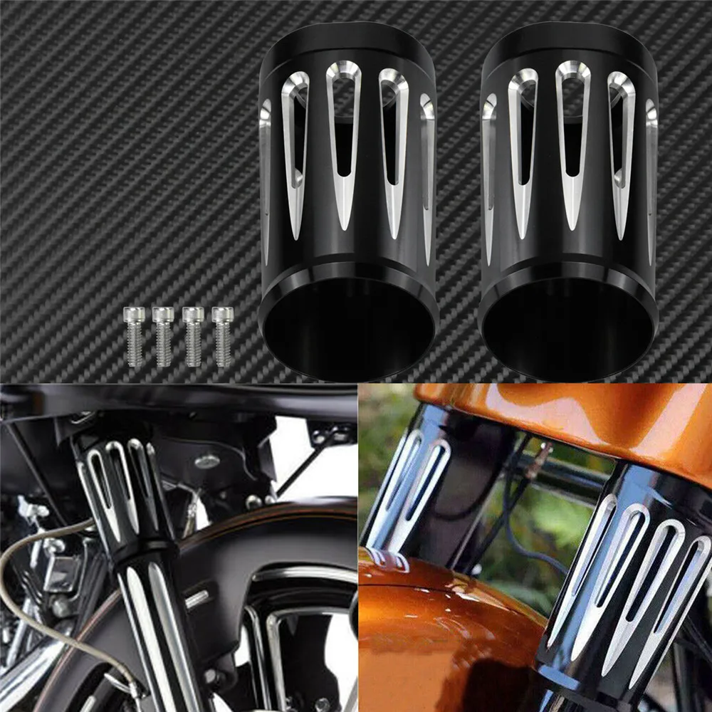 Мотоцикл CNC передняя вилка загрузки слайдер крышка Алюминий черный/хром для Harley
