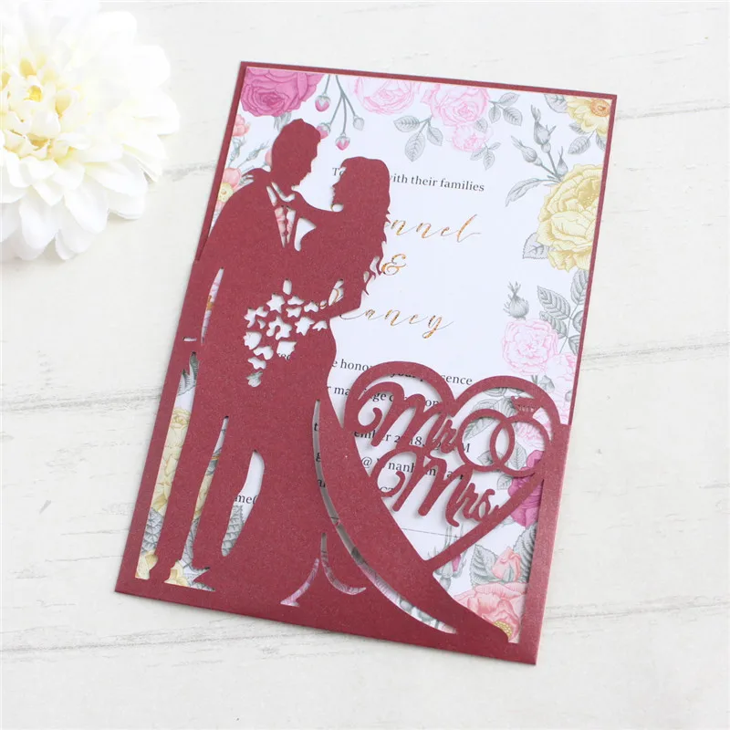 Приглашение из золотой фольги на свадьбу день рождения свадебная открытка с