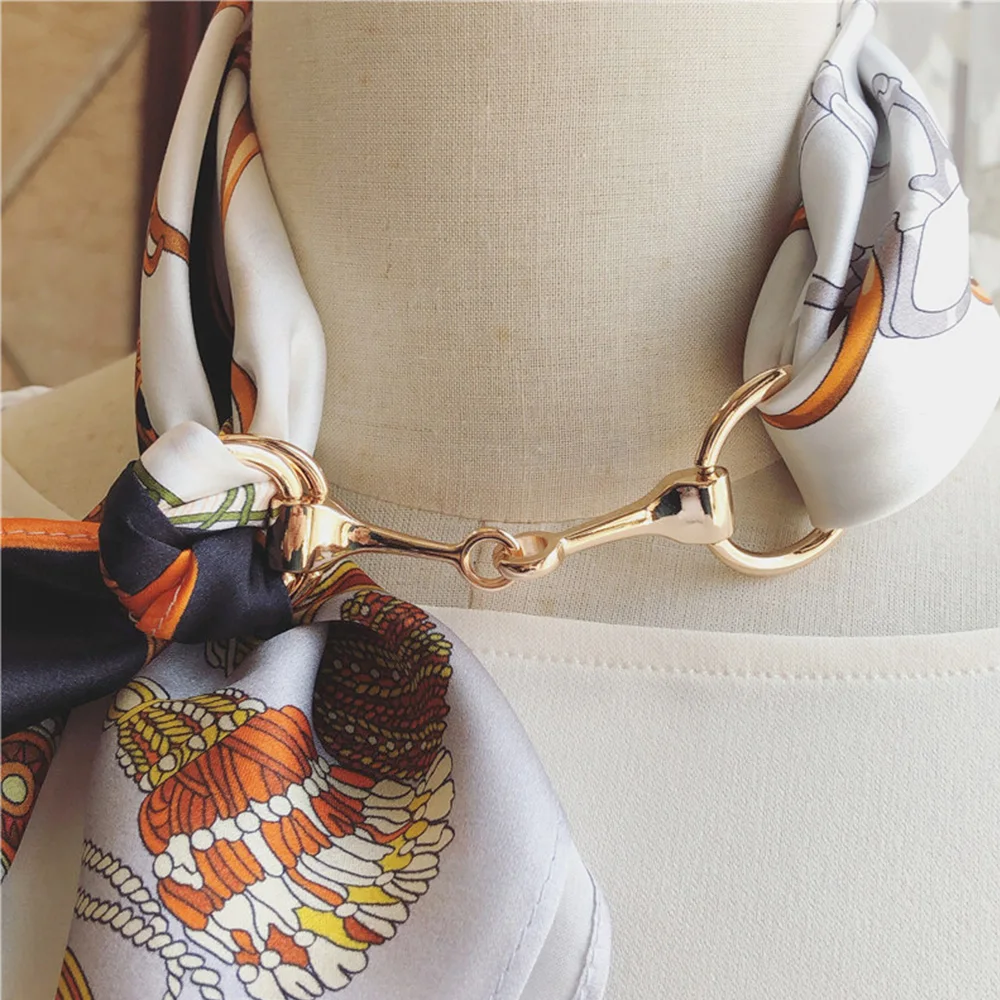 НОВЫЕ шикарные металлическая пряжка для шарфа цепи шарф OL шёлковый квадратной