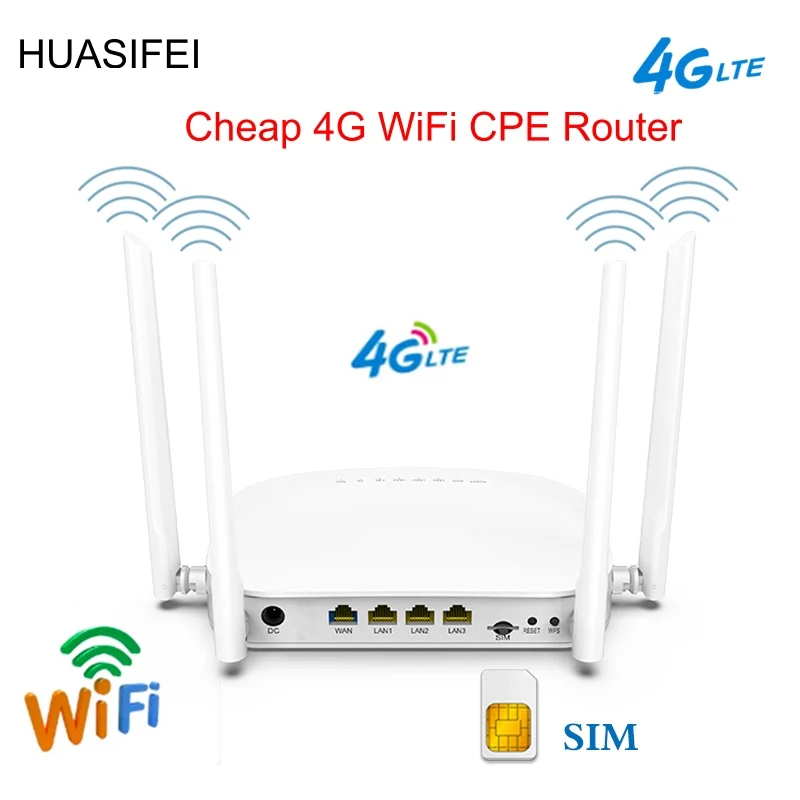 

HUASIFEI 300mbps Unlocked 4G CPE Wireless Router 150mbps 4G Router Sim Card Mobile Wifi Hotspot With Sim Card Slot 4 LAN Port