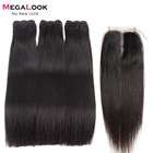 Бразильские натуральные пряди волос с застежкой, прямые человеческие волосы для наращивания, 3 пряди с застежкой