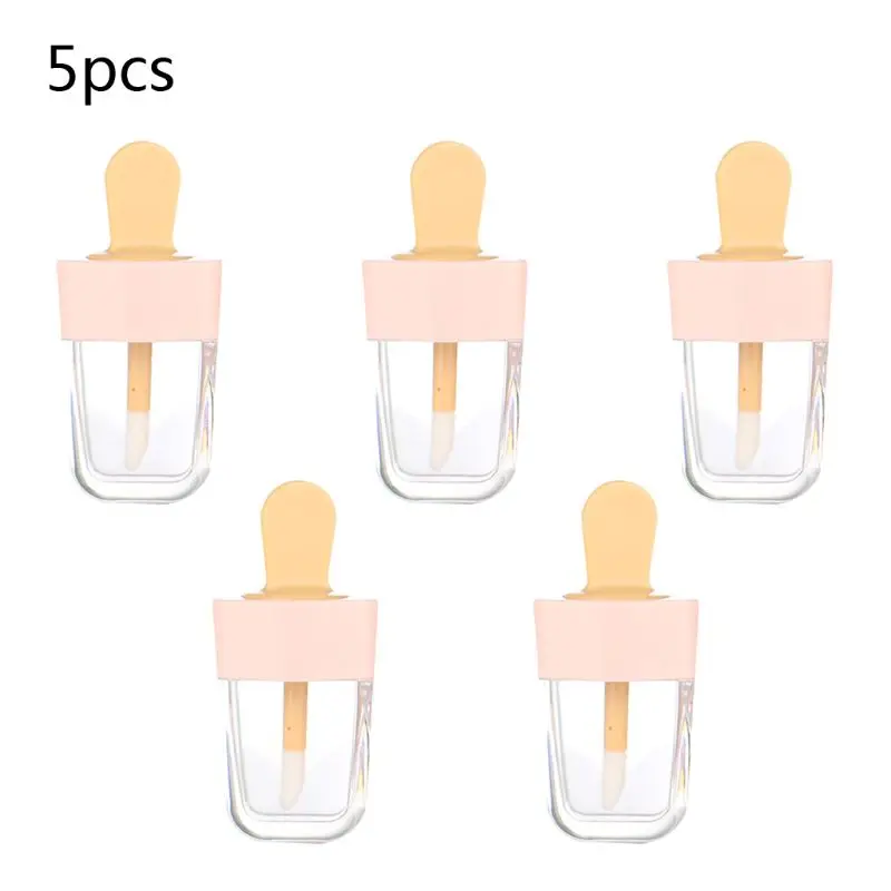 

5Pcs Clear Ice Cream Lip Gloss Tube Empty Lip Balm Refillable Container with Lid