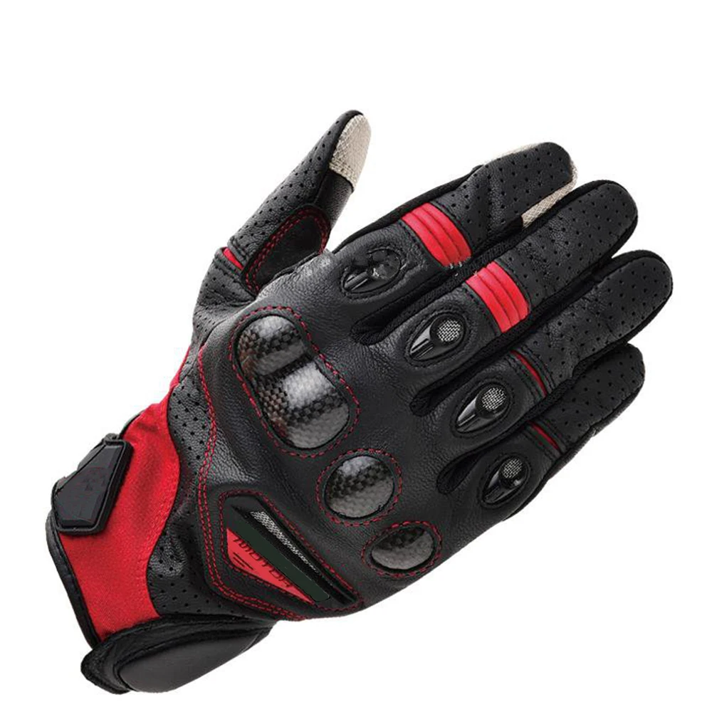 

3 Colors RST417 LEATHER MESH SUMMER GLOVES With Carbon Fiber Protection Screen Touch Motorcycle Motocross Gloves