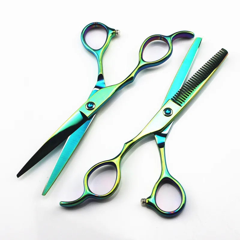 Customize logo Japan 440c Left hand 6 inch green cut hair scissors cutting barber haircut thinning shears Hairdresser | Красота и
