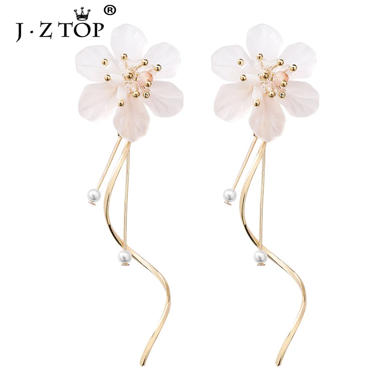 Женские акриловые висячие серьги Милые Лепестки Фея Белый скраб цветок