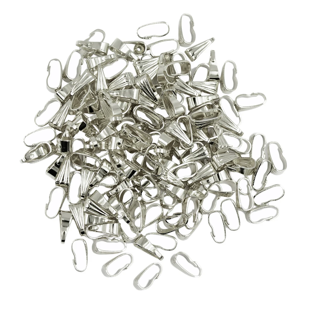 

100pcs Silver Plated Jewelry Bail Connector Bale Pinch Clasp For Pendant