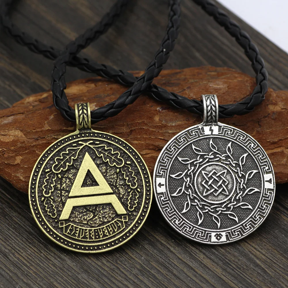 Мужской амулет языческий солнечное ожерелье с кулоном двойным Боком подарочной