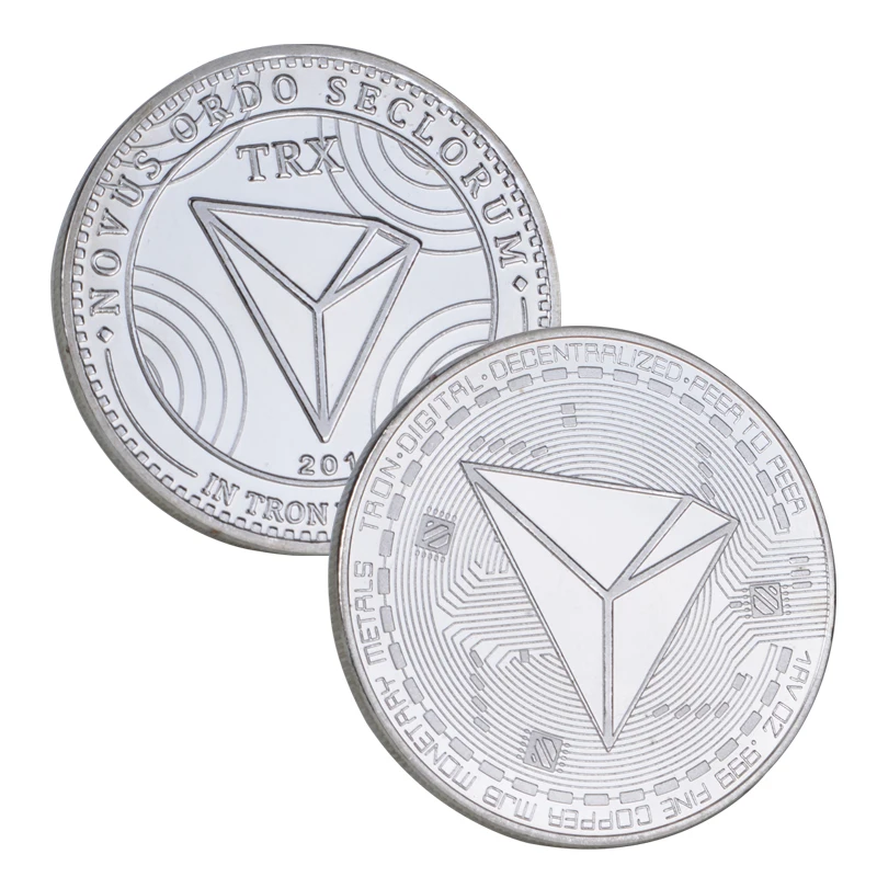 Виртуальная металлическая фотография криптовалюты TRX | Дом и сад