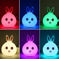 silicone bunny night light usb rechargeable colorful led table lamp for baby room
