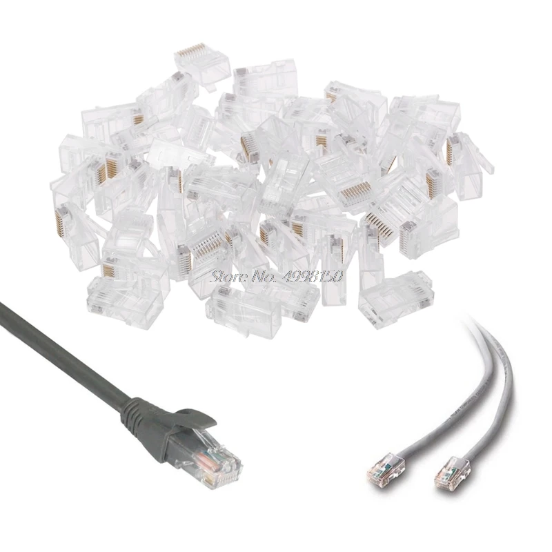 50 штук упак. многожильный 10P10C сетевой кабель Разъем RJ48 Кристалл Модульный набор
