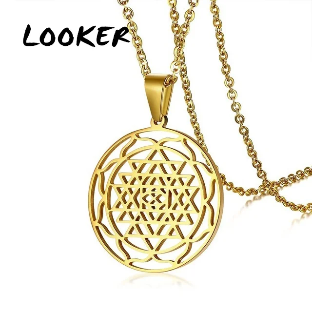 Подвеска для медитации с изображением шри яньтры ожерелье большим круглым 3 го