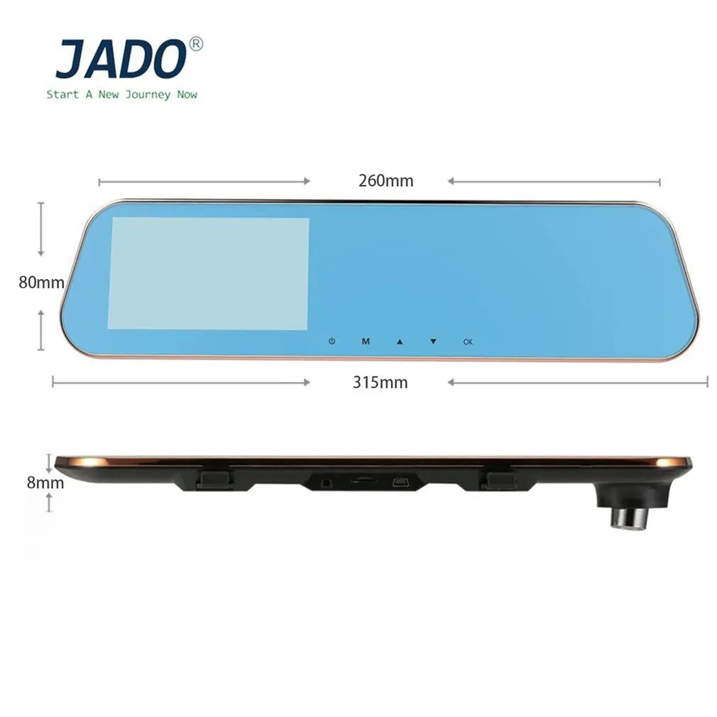 

JADO D610S 5.0 Inch TFT LCD Display Dual Lens Rearview Mirror Video Recorder 1080P Video Camera Recorder Cam DVR