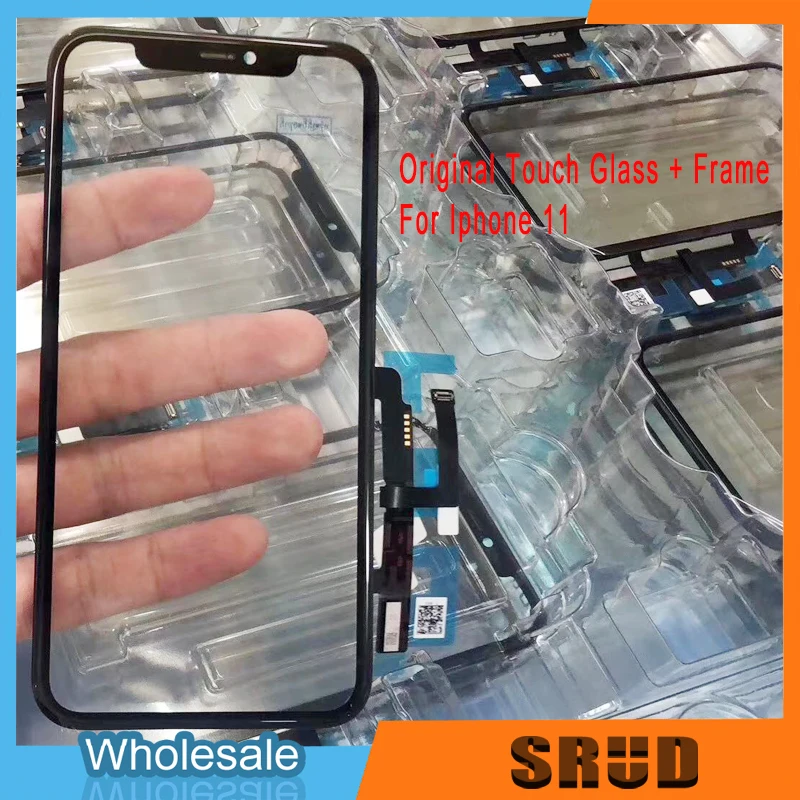 Гарантия качества Сенсорное стекло с рамкой для Iphone XR 11 lcd сенсорный экран дигитайзер стеклянная панель с рамкой без OCA