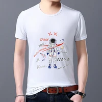 harajuku t shirts cartoon astronaut pattern print man tops white classic o neck male short sleeved tee fashion mens clothes
