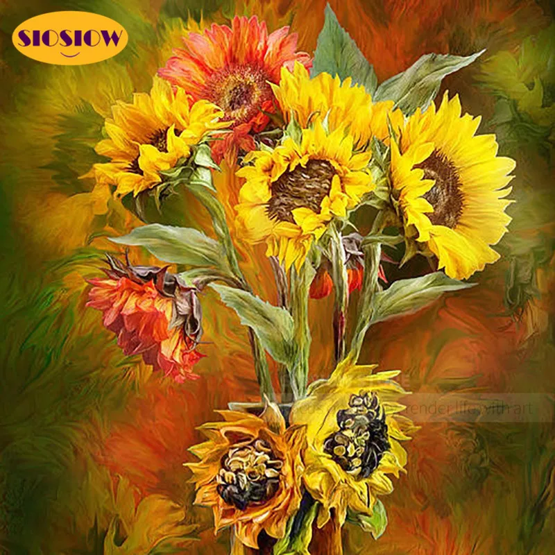 

Алмазная живопись 5D «сделай сам», рисунок для вышивки крестиком, квадратная круглая вышивка с подсолнухом, 3D украшение для дома