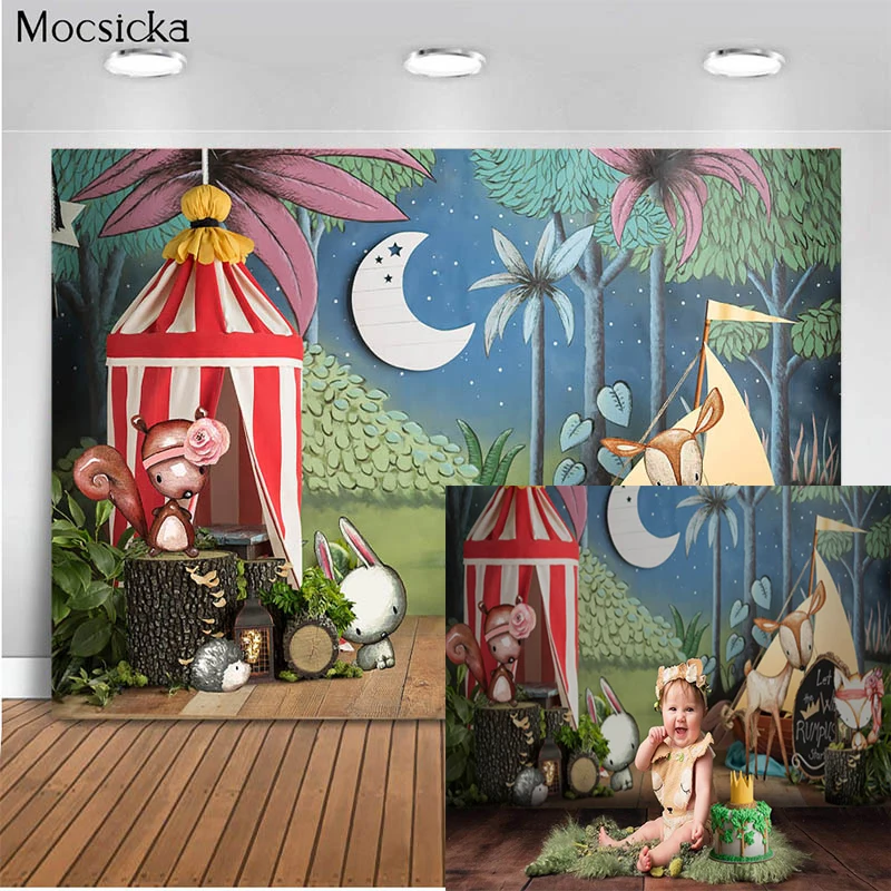

Mocsicka Baby Shower Photo Background Circus Animal Decoration Style Child Portrait Photo Wallpaper Photography Props Studio