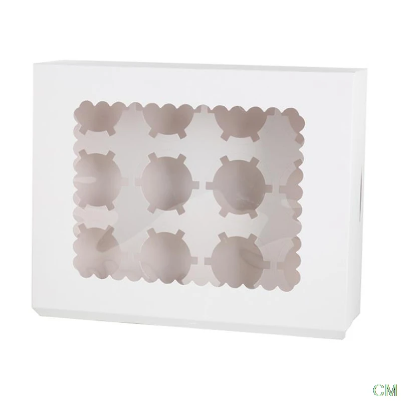 

cupcake box with window White Brown kraft paper Boxes Dessert Mousse box
