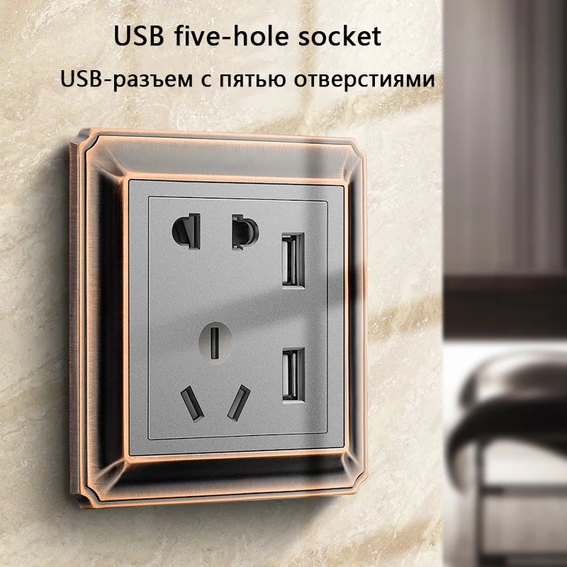 DELEFU RU EU стандартная Европейская искусственная медная цветная Панель AC 110V-250V 10A 86mm