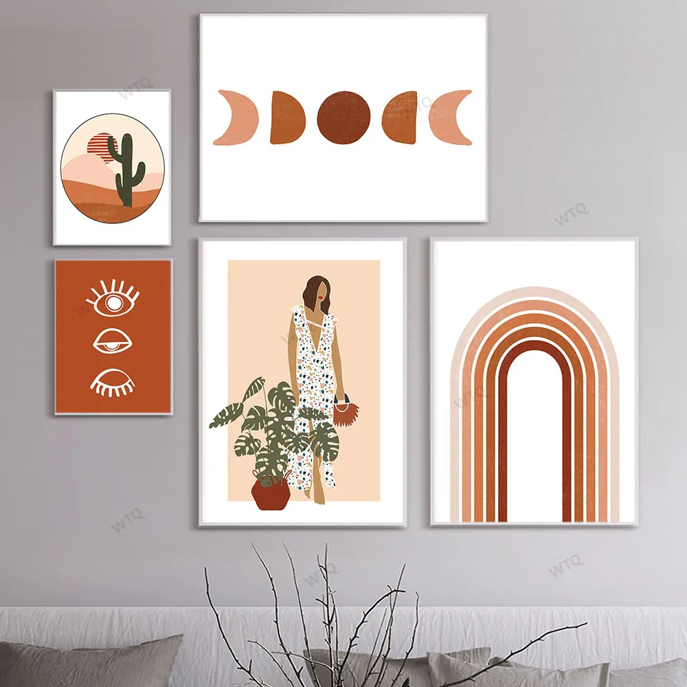 Абстрактная Картина на холсте WTQ геометрический ретро постер оранжевый стиль в