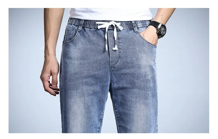Summer Men's Short Jeans Elastic Denim Shorts Stretch Loose Straight Casual Jeans Trousers Denim Shorts Male Clothes