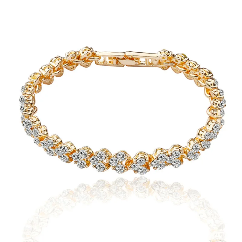 

Fashion Geometric Roman Crystal Golden Bracelet Women Wedding Gifts Exquisite Luxury Bracelet Jewelry