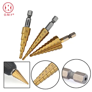 Ступенчатое сверло с шестигранным хвостовиком 4241, 3 шт., 14, из быстрорежущей стали, с титановым покрытием, режущий инструмент, набор более гладких сверл