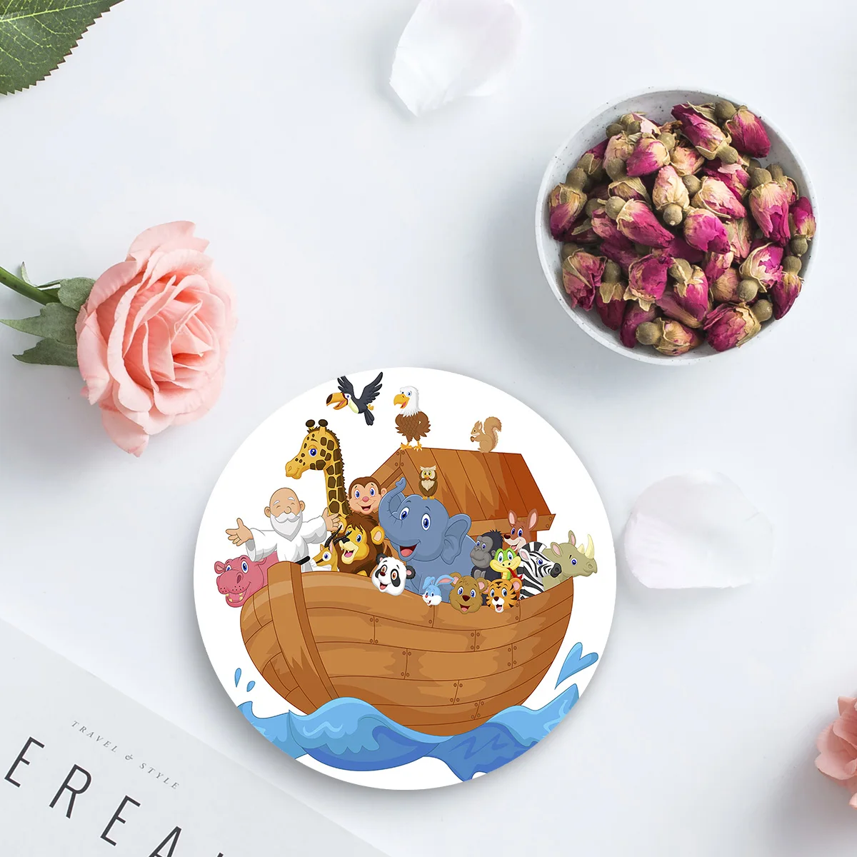 Noah'S Ark мультфильм лодка животные керамические подставки чашки коврики для