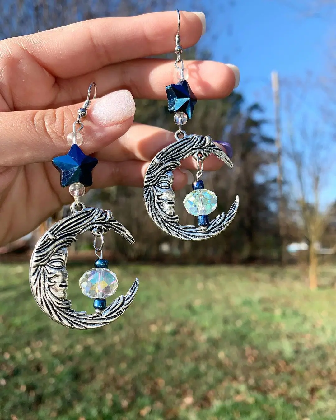 

Moon celestial earring | solar system theme |space earrings | space dangle | gift