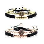 Пара бусин браслет для женщин и мужчин регулируемый браслет CZ шар ювелирные изделия ручной работы подарок на день Святого Валентина