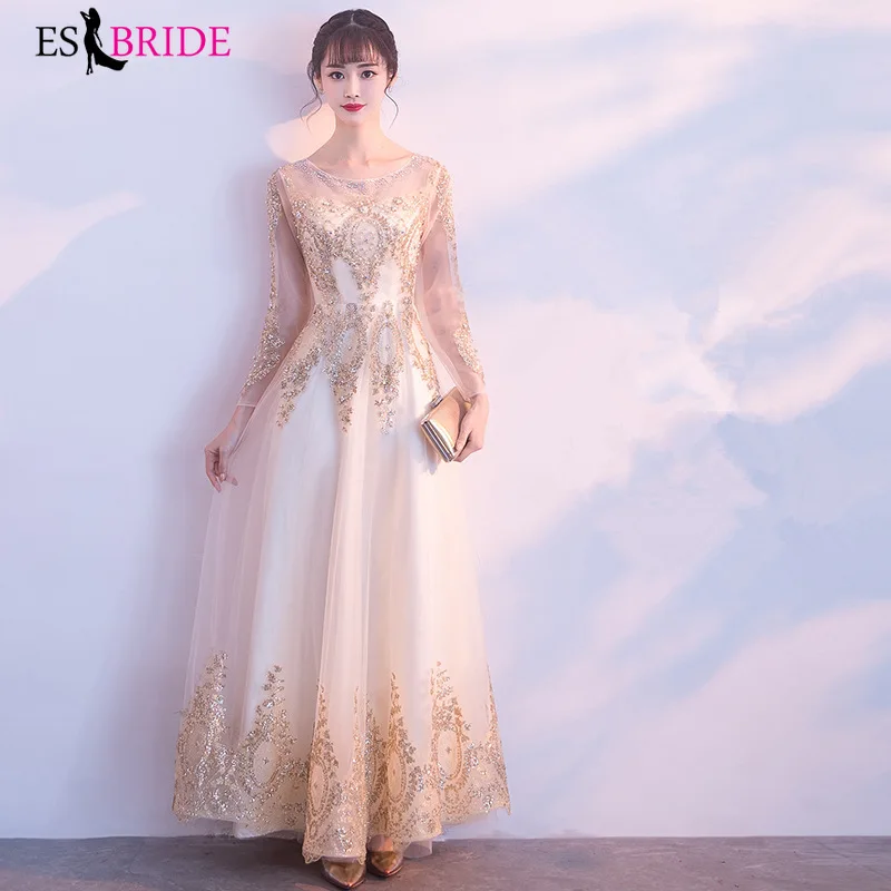 Женское вечернее платье кружевное А силуэта с золотым принтом ES1169|Вечерние