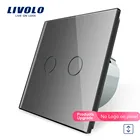 Настенный выключатель Livolo, панель из серого хрусталя, стандарт ЕС, сенсорное управление, переключатель для домашних штор, VL-C702W-15