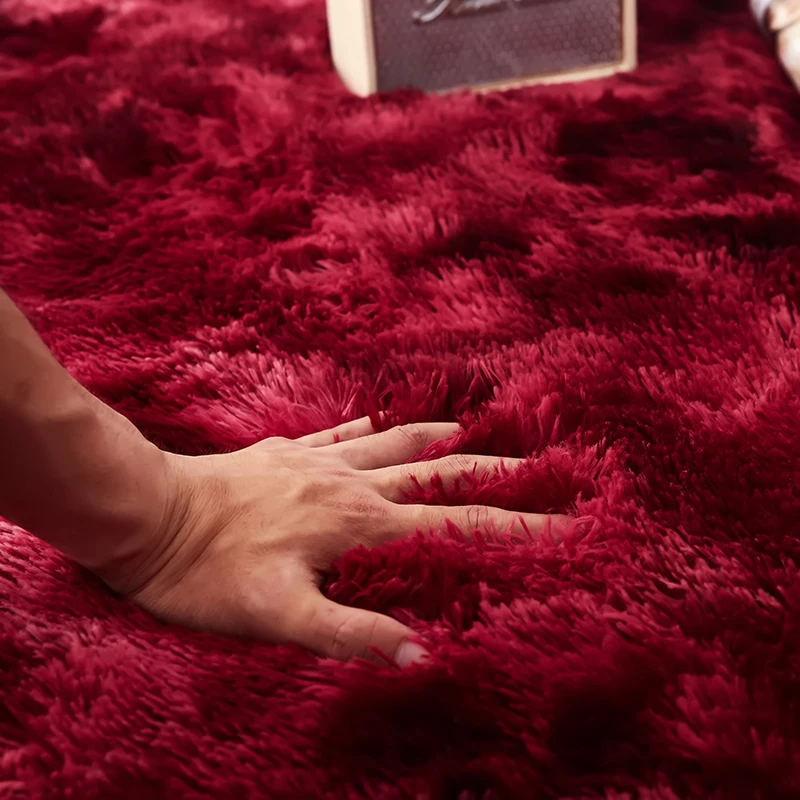 Красный с длинным ворсом тай дай напечатанный ковер Alfombra теплые домашние тапочки