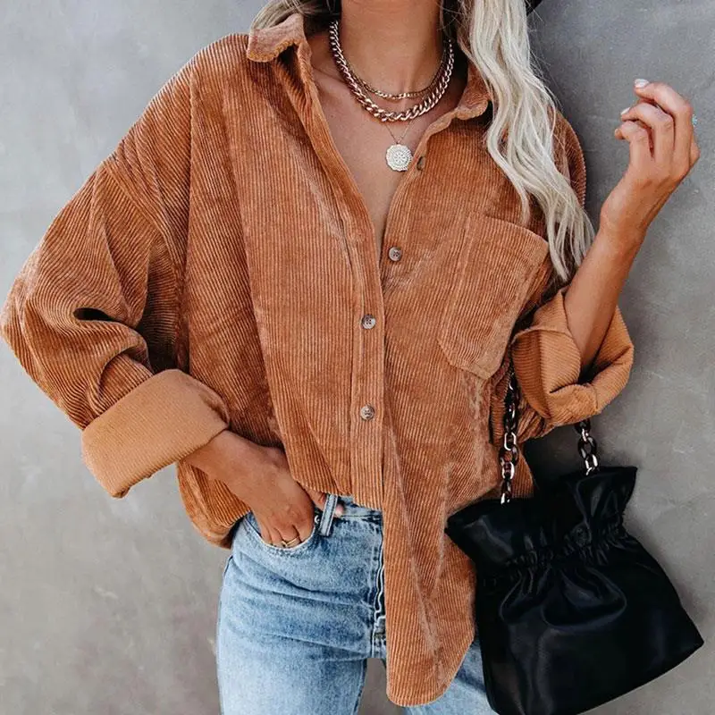

Autumn Autumn Corduroy Jacket For Women Overshirt Shirt Jackets For Women Button Solid Color Jackets Coat For Women Female