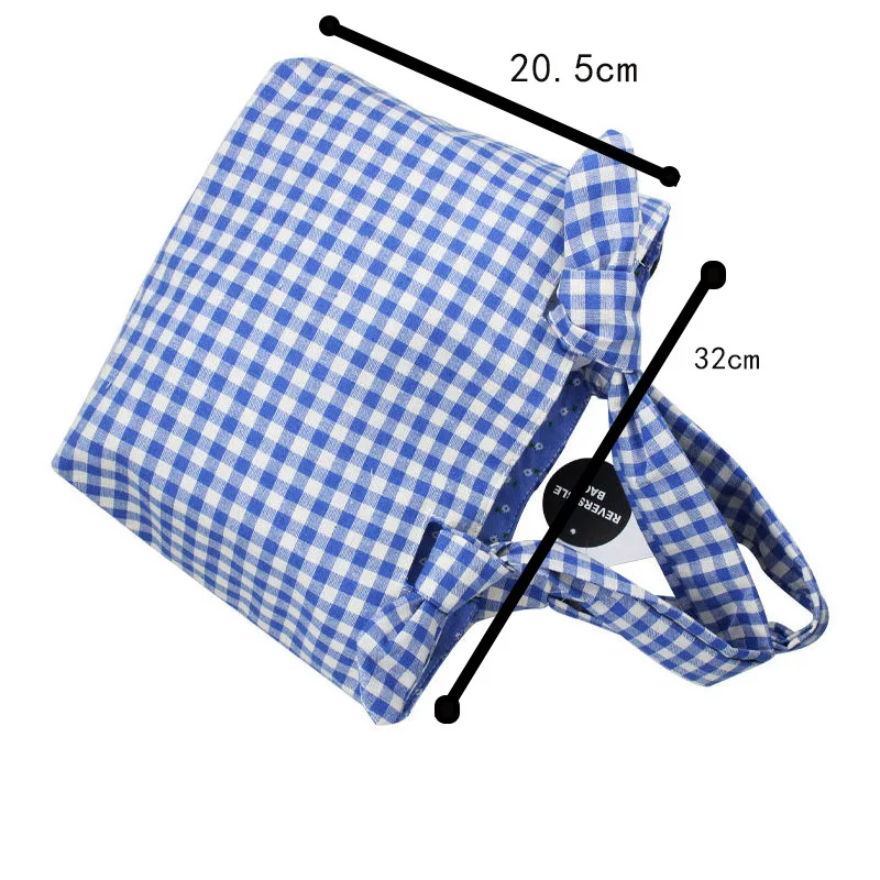 

Simple Fashion Floral Lattice Double - Sided Handbag Girls Students Leisure Hand Bag