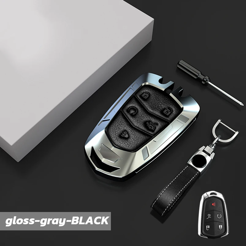 

Zinc Alloy Real Leather Car Key Fob Case Shell Cover Bag Holder For Cadillac ATS CT6 CTS SRX XT5 XTS Parts Accessories