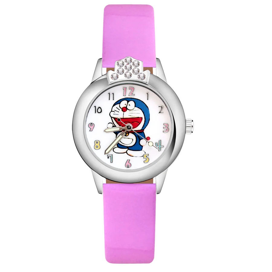 Часы Doraemon с кристаллами для детей студентов девочек кварцевые наручные часы