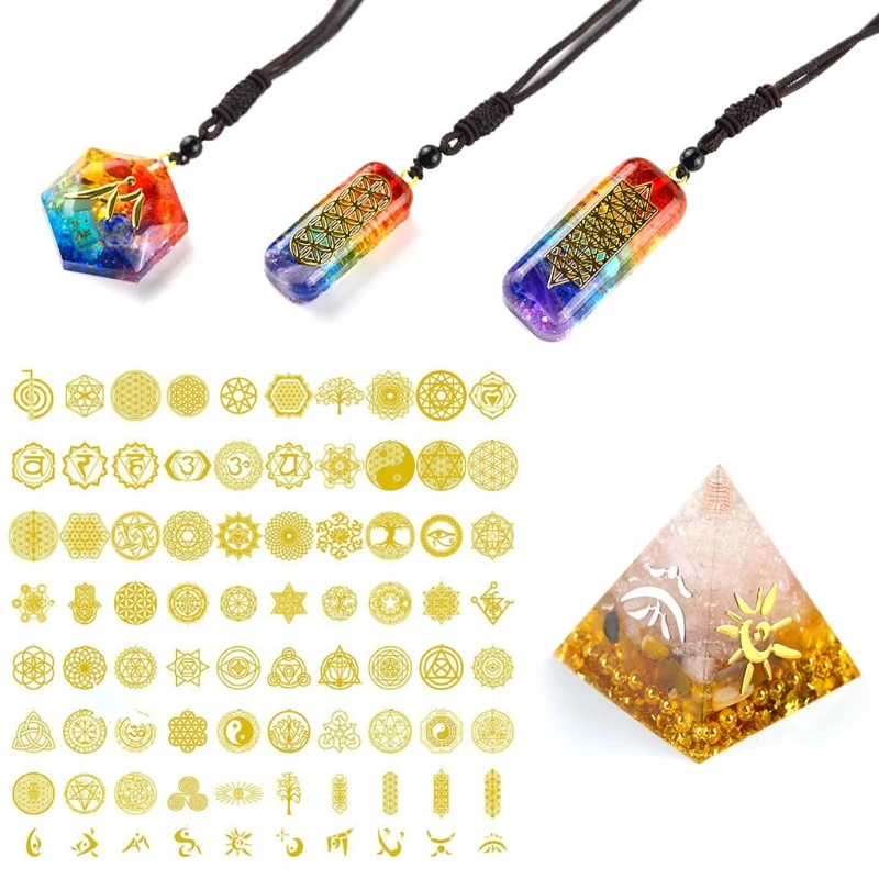 

80Pcs Sacred Geometric Copper Orgonite Sticker Flower Life Tree DIY Energy Tower Pyramid Material Epoxy Resin Art Dropshipping