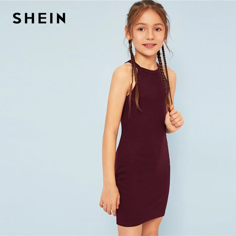 SHEIN Kiddie/красное платье в горошек с рюшами и открытыми плечами для девочек г. летнее расклешенное платье до колена с короткими рукавами для отдыха в стиле бохо