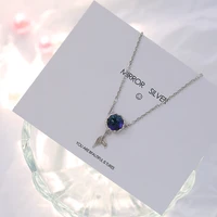 obear mermaid foam bubble design glass necklace silver plated mermaid tail blue pendant necklace for women elegant jewelry gift