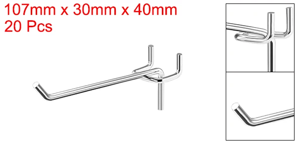 10.7cm20Pcs Uxcell 5 шт. или 10 шт. или 20 шт. железная сетка настенная Brack Серебряный тон крючки для настенных панелей PEG полки из досок Органайзер ассортимент части - Цвет: 10.7cm20Pcs