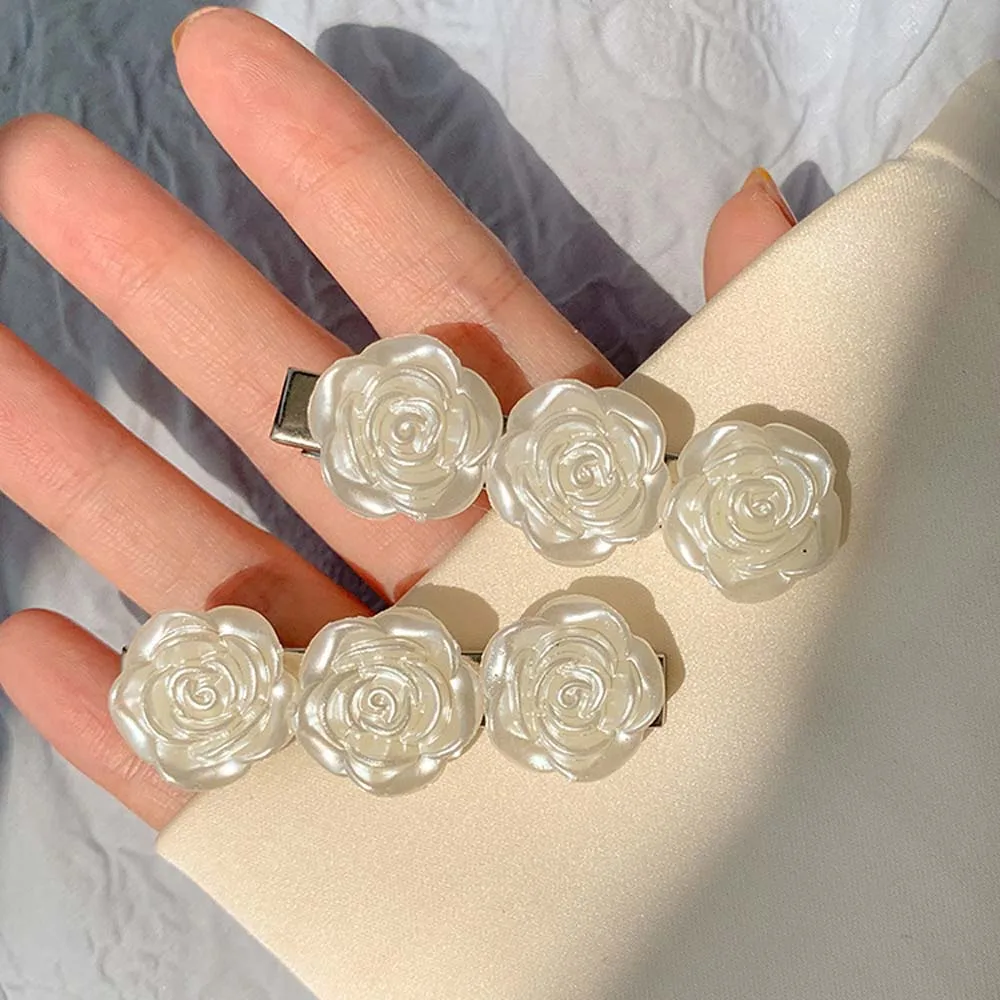

Korean Simple Acrylic Rose Flower Hair Clip White Flower Hairpin Elegant Female Girl Hair Accessories