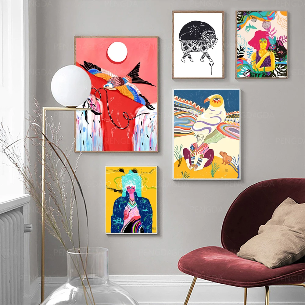 

Wall Art Modular Abstract Portrait Canvas Pictures Home Decor Oil Paintings Prints Animal Poster Living Room Cuadros No Frame