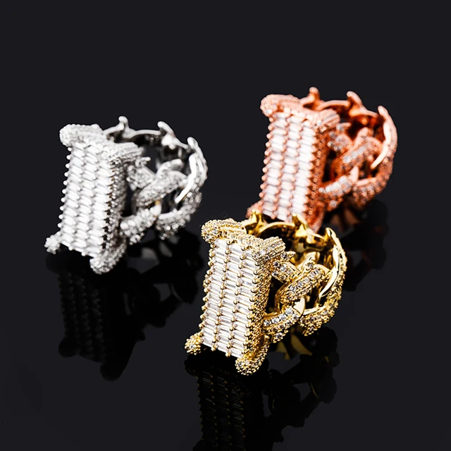 TOPGRILLZ Hip Hop 925 Sterling Silver Engagement Rings Iced