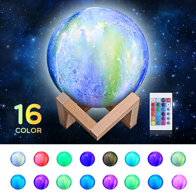 Светодиодный ночник с 3D принтом Star Moon сенсорным дистанционным управлением и