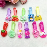 y166 1pc 3 5cm baby kids girl plastic jelly hair clips cute resin cartoon animal fruit flower hairpins colorful alligator random