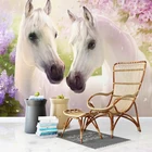 3D обои на заказ, Красивые лошади, теплые цветы, фотообои для гостиной, телевизора, спальни, домашний декор, обои