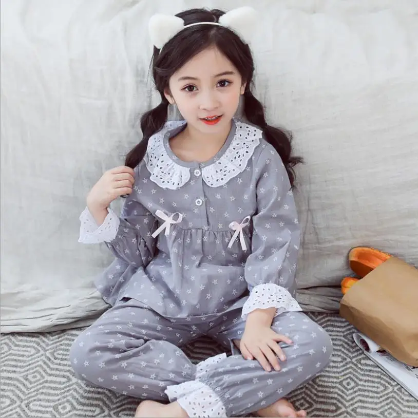 2 шт./комплект Детская Хлопковая пижама с длинным рукавом и принтом|Комплекты