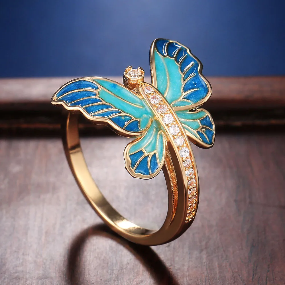 

JK Delicate Butterfly Women Ring Wedding Evening Party Accessories Daily Wear Holiday Girl Finger Rings Fashion New Arrival